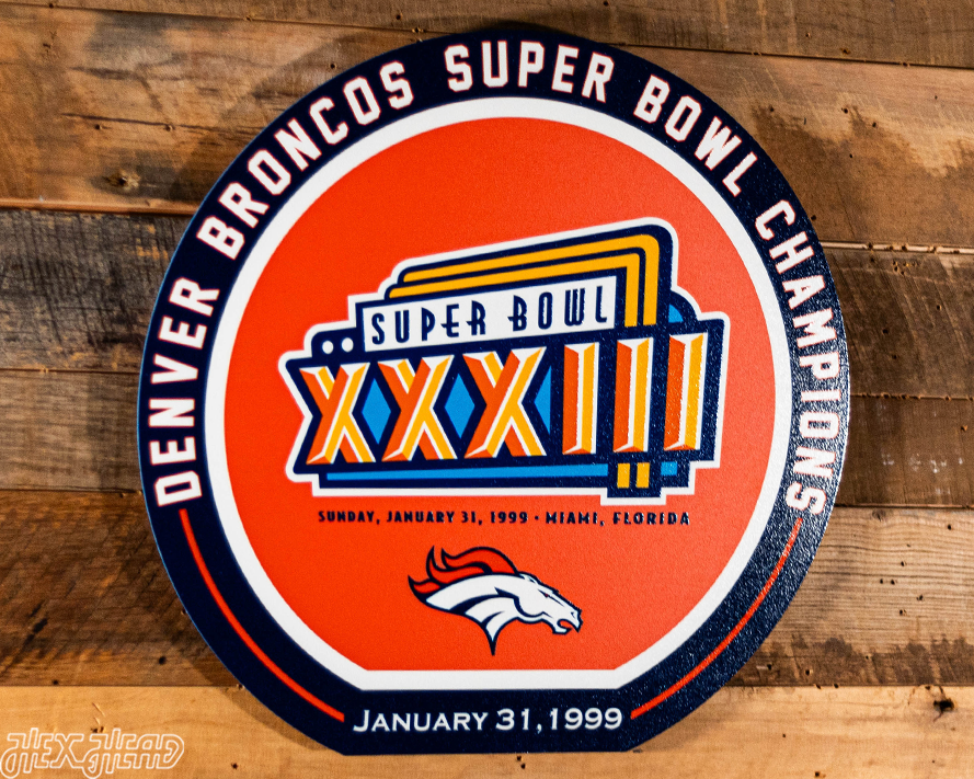 VARSITY Collection- SINGLE Layer Denver Broncos Super Bowl XXXIII Metal Wall Art