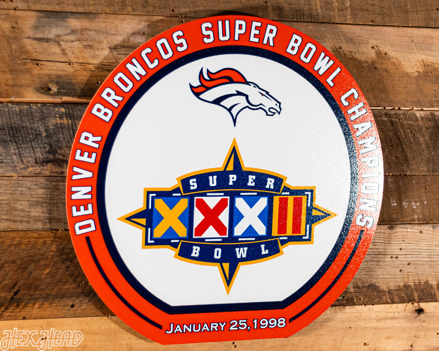 VARSITY Collection- SINGLE Layer Denver Broncos Super Bowl XXXII Metal Wall Art