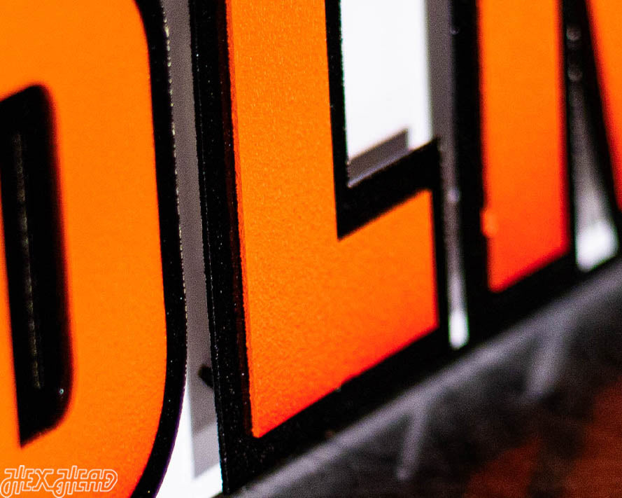 Cincinnati Bengals Wordmark 3D Vintage Metal Wall Art