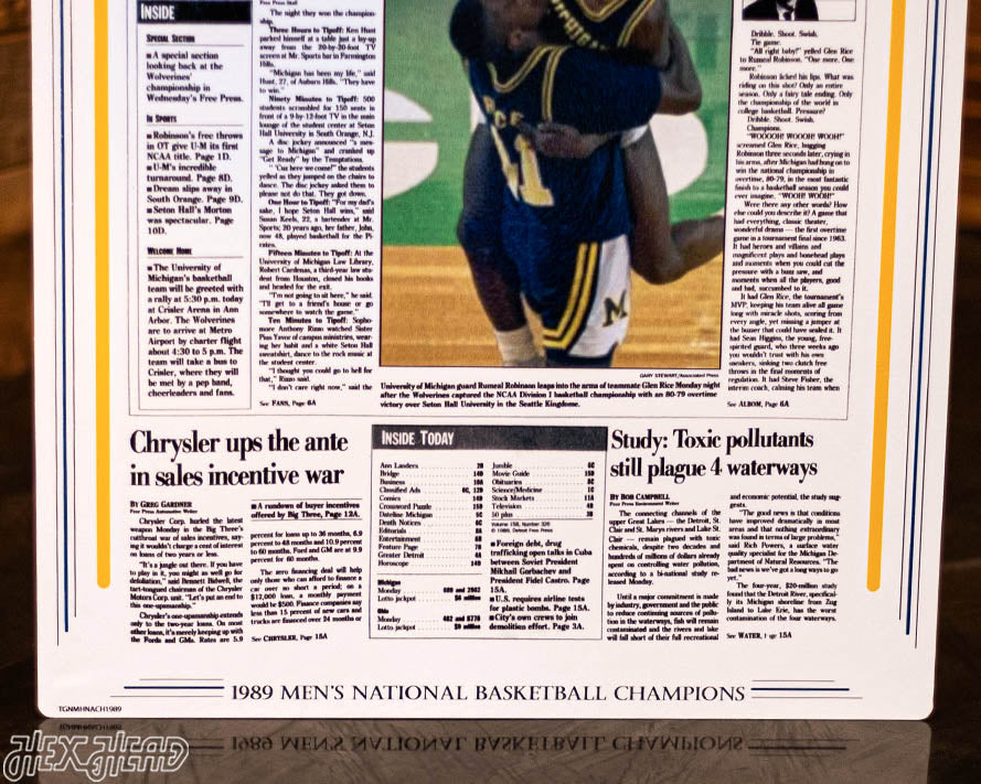 Detroit Free Press Michigan Wolverines 1989 Basketball National Champions Front Page - APRIL 4, 1989