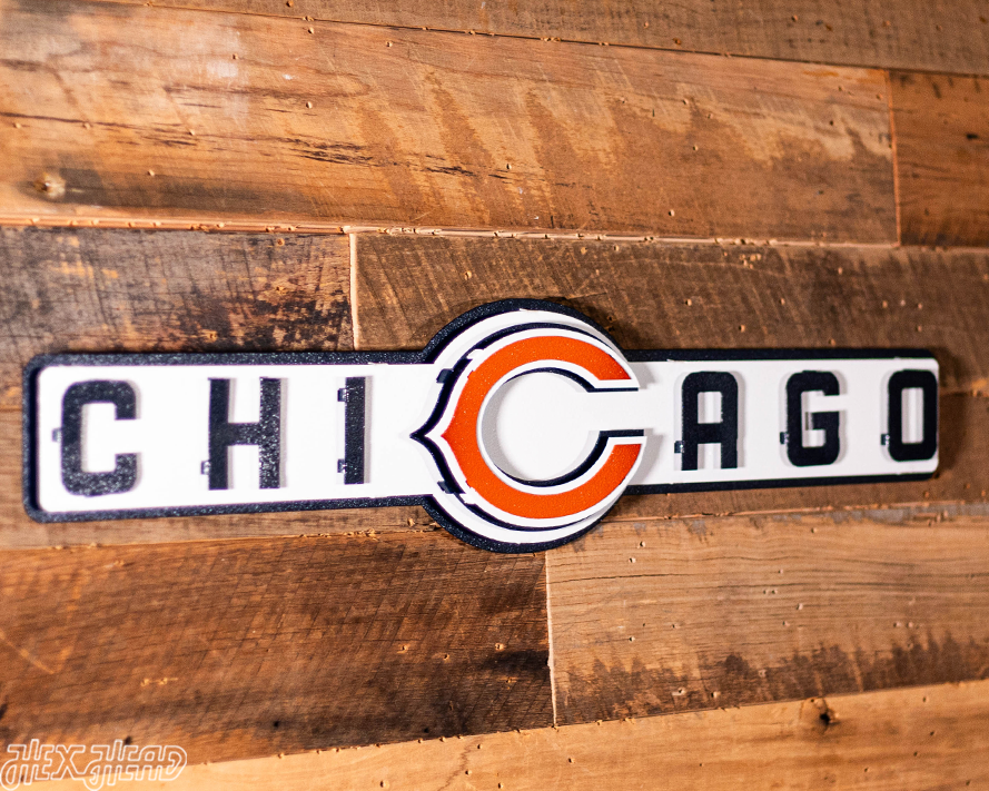 Chicago Bears Wordmark 3D Vintage Metal Wall Art