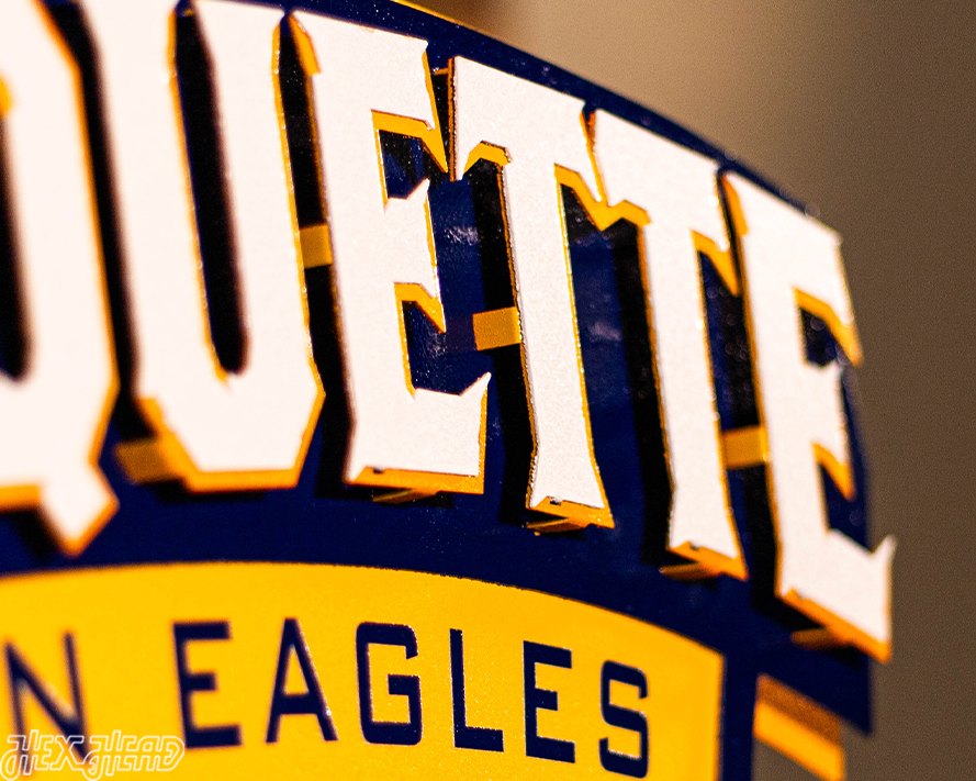 Marquette University Wordmark 3D Vintage Metal Wall Art