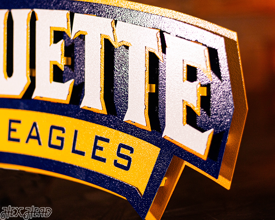 Marquette University Wordmark 3D Vintage Metal Wall Art