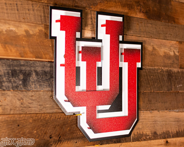 Utah Utes Interlocking U Logo 3D Vintage Metal Wall Art
