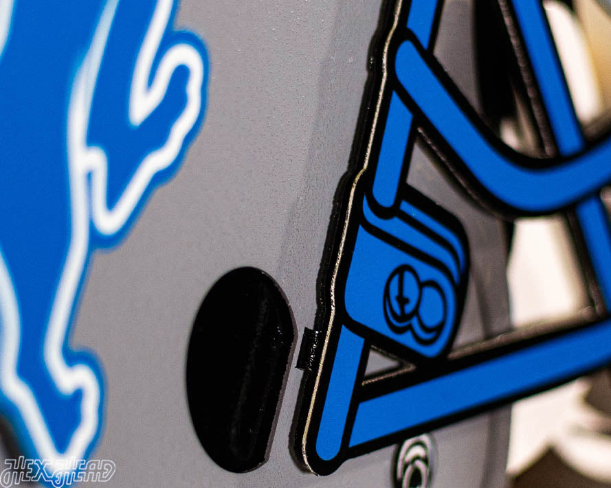 Detroit Lions BLITZ Collection - 8 Layer Helmet 3D Vintage Metal Wall Art
