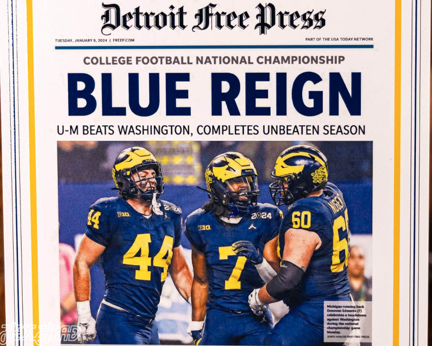 Detroit Free Press Michigan Wolverines 2023 Football National Champions Front Page - JAN 9, 2024