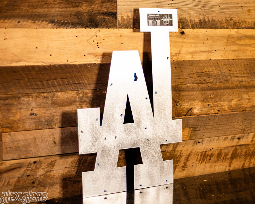 Los Angeles Dodgers interlocking "LA" 3D Vintage Metal Wall Art