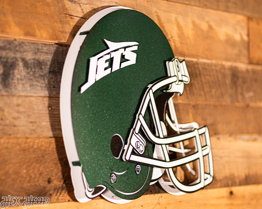 BLITZ Collection - 8 Layer New York Jets Helmet 3D Vintage Metal Wall Art