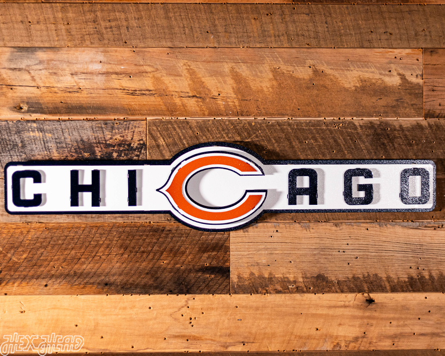 Chicago Bears Wordmark 3D Vintage Metal Wall Art