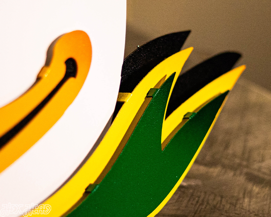 Oregon Ducks Fighting Duck 3D Vintage Metal Wall Art