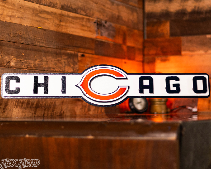 Chicago Bears Wordmark 3D Vintage Metal Wall Art