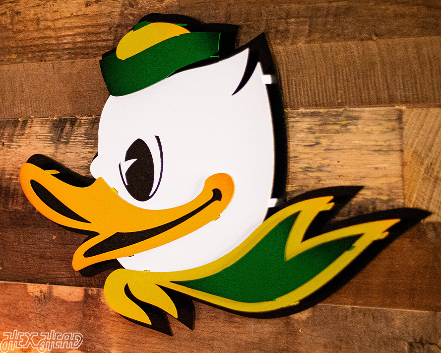 Oregon Ducks Fighting Duck 3D Vintage Metal Wall Art