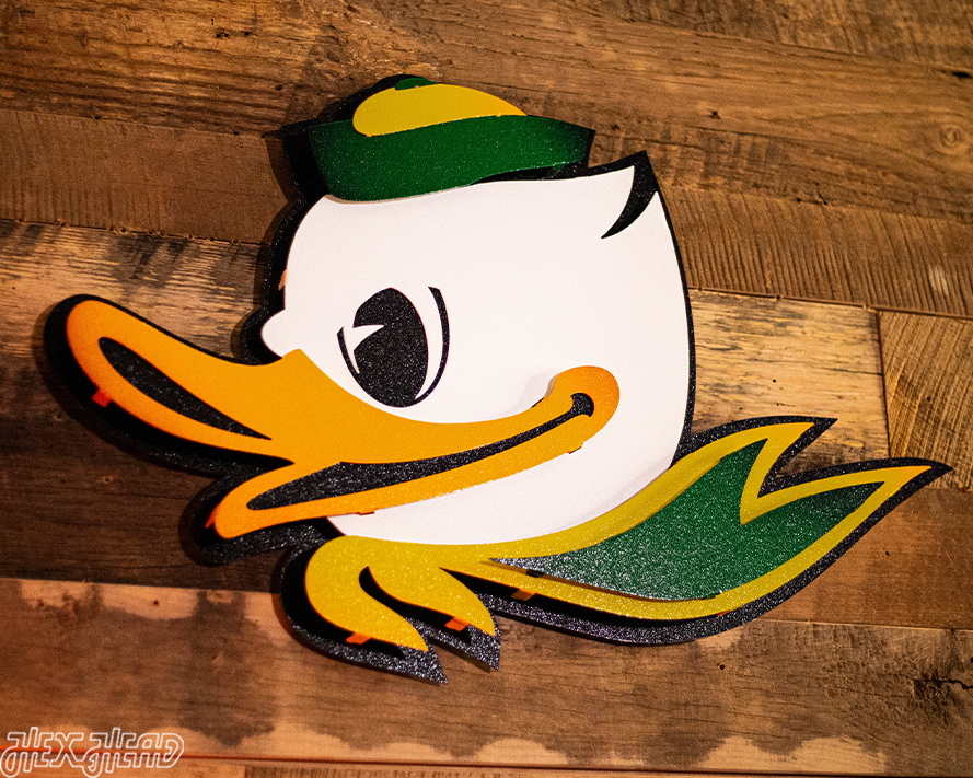 Oregon Ducks Fighting Duck 3D Vintage Metal Wall Art