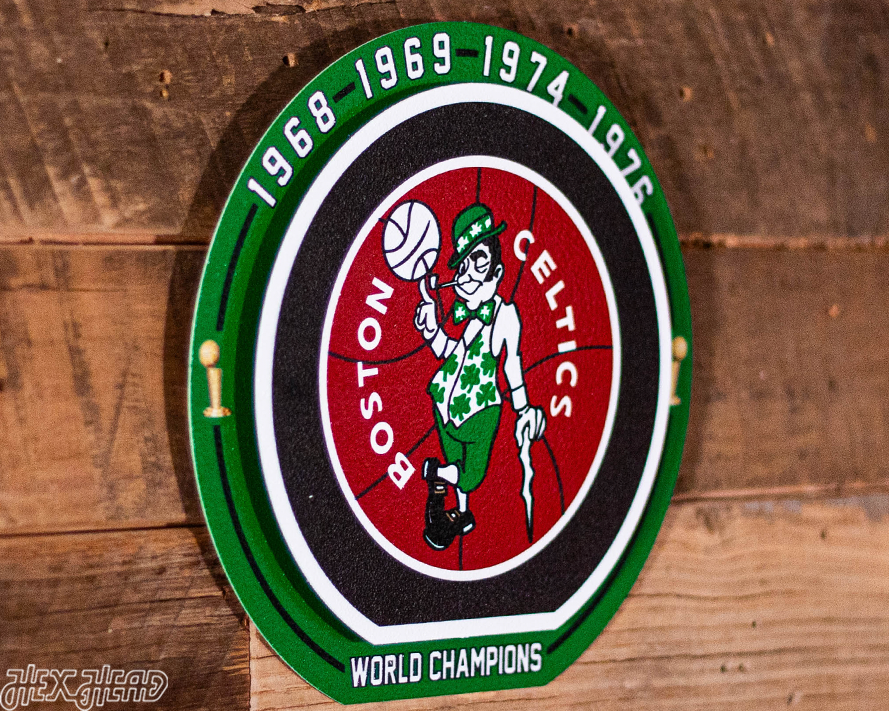 Boston Celtics "1968-1976" NBA World Champions "Double Play" On the Shelf or on the Wall Art