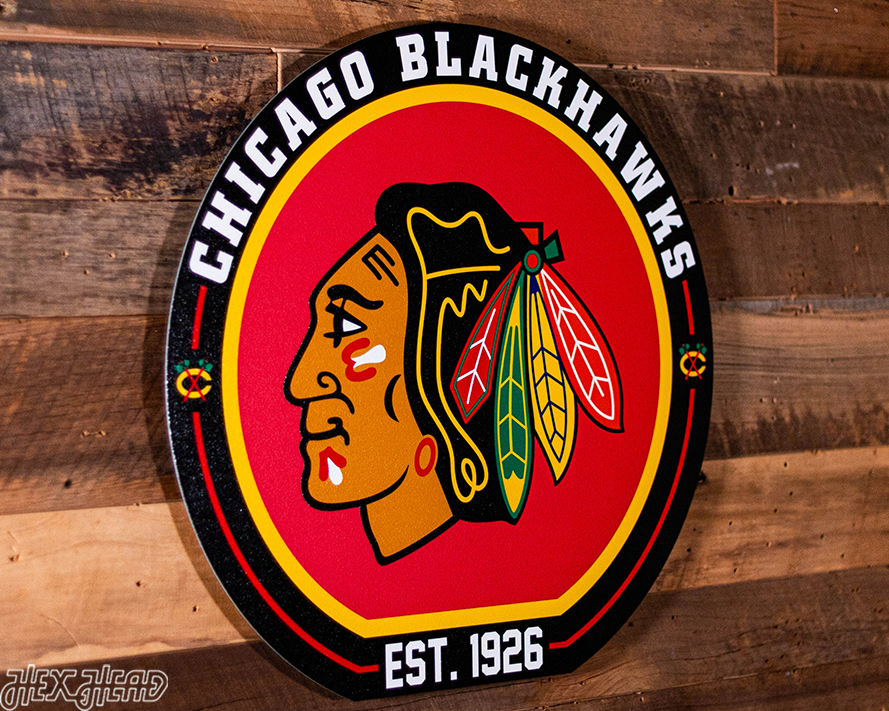 VARSITY Collection- SINGLE layer Chicago Blackhawks Metal Wall Art