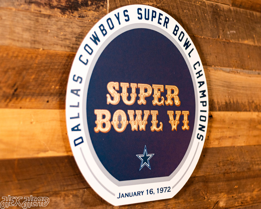 VARSITY Collection- SINGLE Layer Dallas Cowboys Super Bowl VI Metal Wall Art