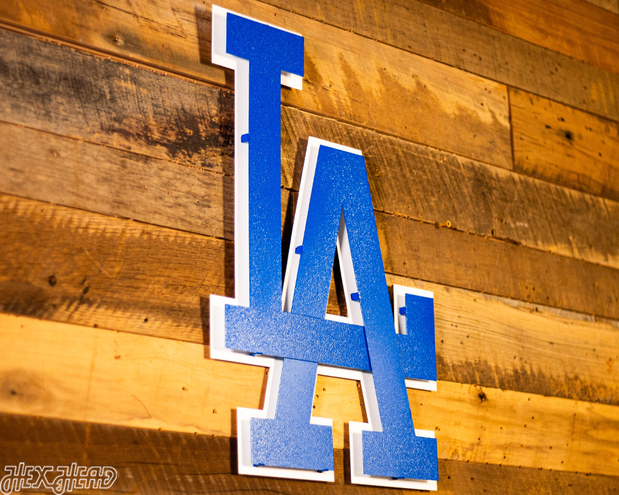 Los Angeles Dodgers interlocking "LA" 3D Vintage Metal Wall Art