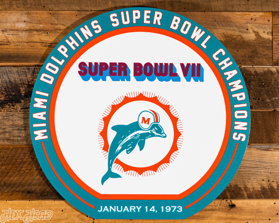 VARSITY Collection- SINGLE Layer Miami Dolphins Super Bowl "VII" Metal Wall Art