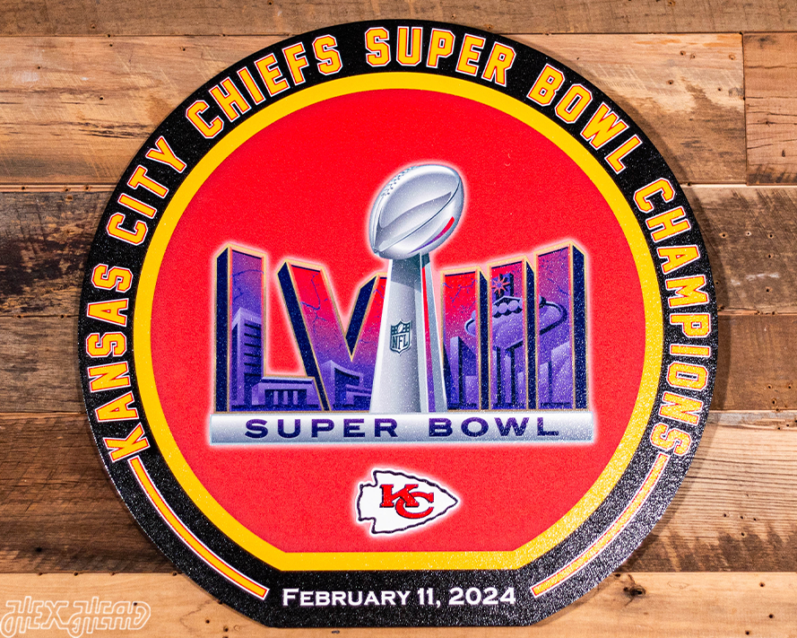 VARSITY Collection- SINGLE layer Kansas City Chiefs Super Bowl LVIII Metal Wall Art