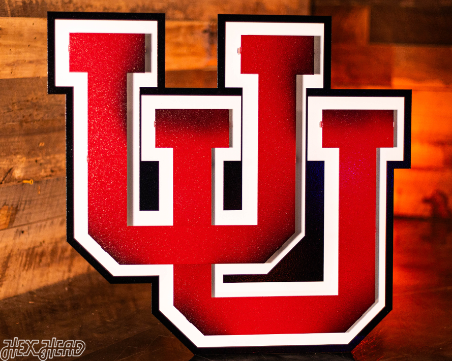 Utah Utes Interlocking U Logo 3D Vintage Metal Wall Art