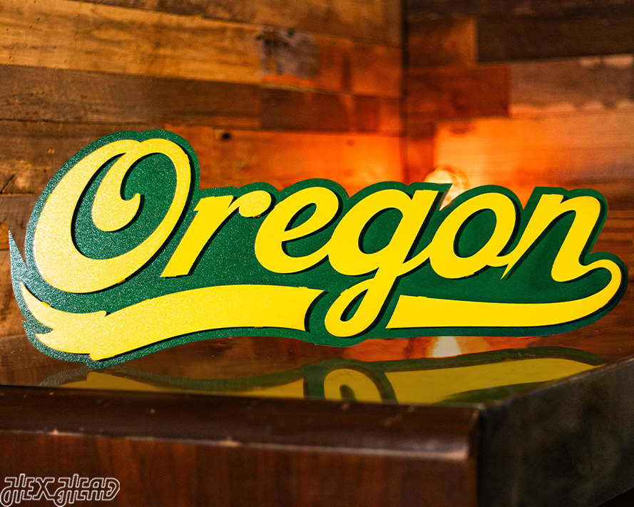 Oregon Ducks  Script 3D Vintage Metal Wall Art