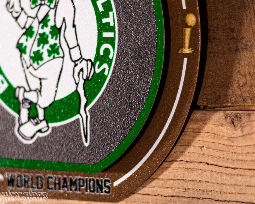 Boston Celtics "1981-1986" NBA World Champions "Double Play" On the Shelf or on the Wall Art