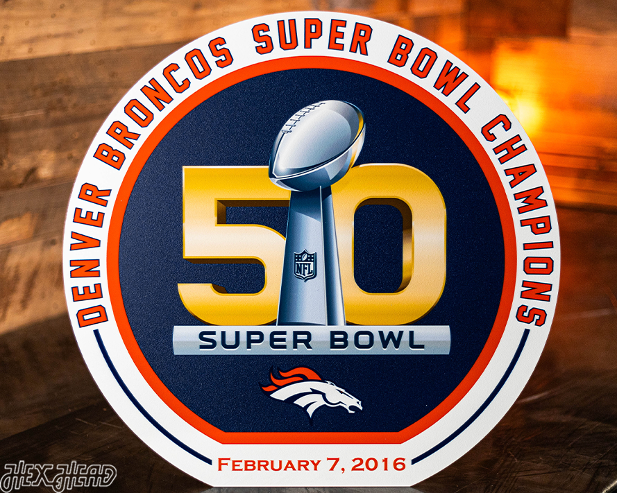 VARSITY Collection- SINGLE Layer Denver Broncos Super Bowl 50 Metal Wall Art