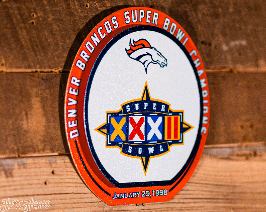 Denver Broncos Super Bowl XXXII "Double Play" On the Shelf or on the Wall Art