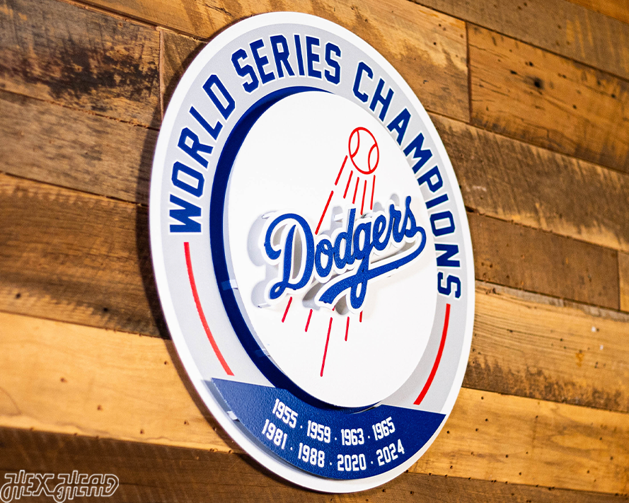 Los Angeles Dodgers DYNASTY - World Series Wins / Replaceable Icon Plate 3D Vintage Metal Wall Art