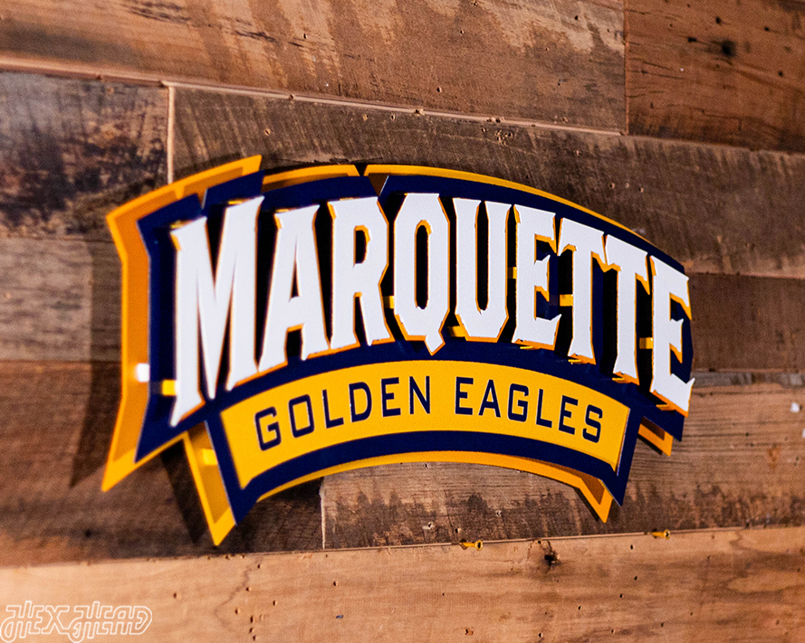 Marquette University Wordmark 3D Vintage Metal Wall Art