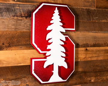 Stanford Cardinal "Block S with White Tree" 3D Vintage Metal Wall Art