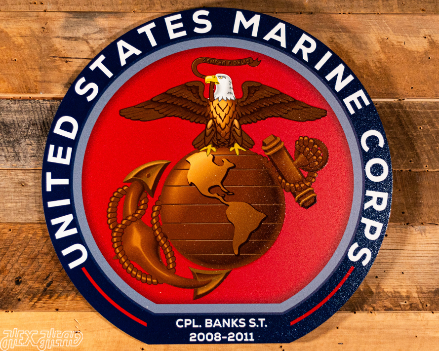 VARSITY Collection- SINGLE Layer United States Marines Corps Metal Wall Art