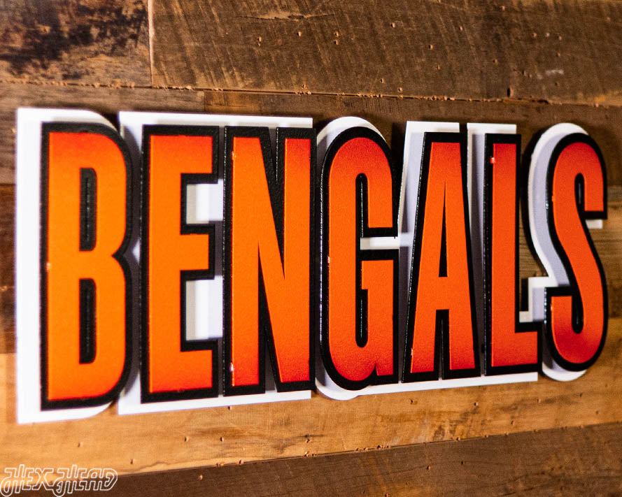 Cincinnati Bengals Wordmark 3D Vintage Metal Wall Art