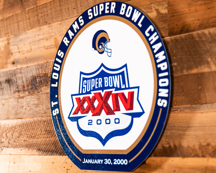 VARSITY Collection- Single Layer Los Angeles Rams Super Bowl XXXIV Metal Wall Art