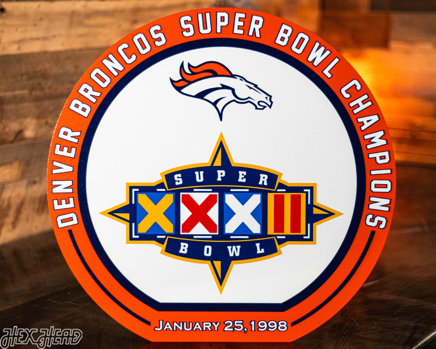 VARSITY Collection- SINGLE Layer Denver Broncos Super Bowl XXXII Metal Wall Art