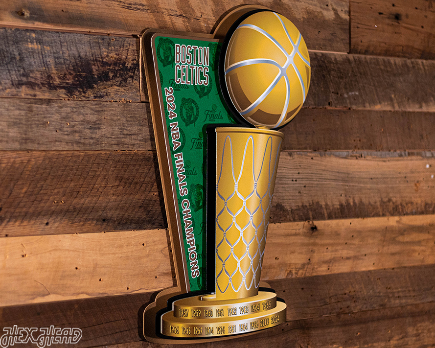 Boston Celtics "O'BRIEN TROPHY" 2024 NBA Champs 3D Metal Wall Art