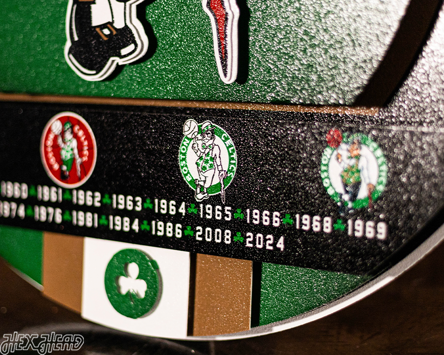 Boston Celtics  DYNASTY- World Championship Wins w/ Replaceable Icon Plate 3D Metal Wall Art