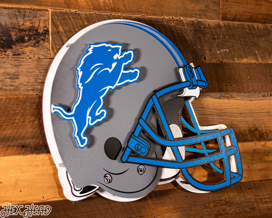 Detroit Lions BLITZ Collection - 8 Layer Helmet 3D Vintage Metal Wall Art