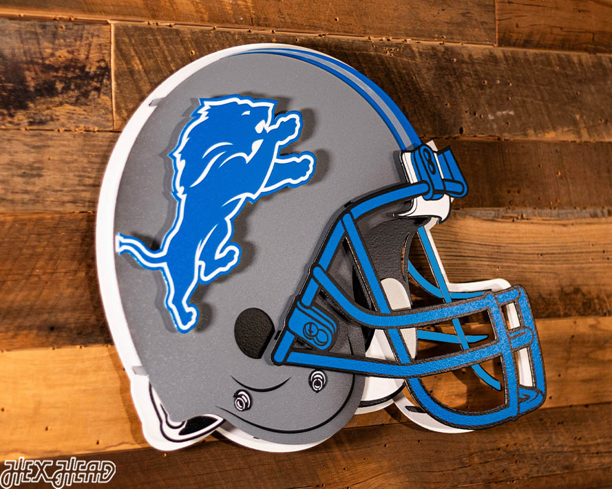 BLITZ Collection - 8 Layer Detroit Lions Helmet 3D Vintage Metal Wall Art