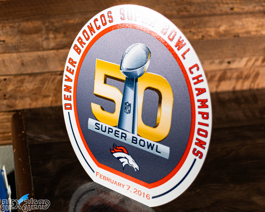 VARSITY Collection- SINGLE Layer Denver Broncos Super Bowl 50 Metal Wall Art