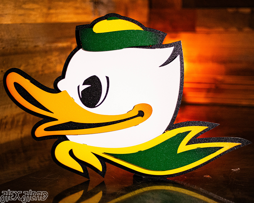 Oregon Ducks Fighting Duck 3D Vintage Metal Wall Art