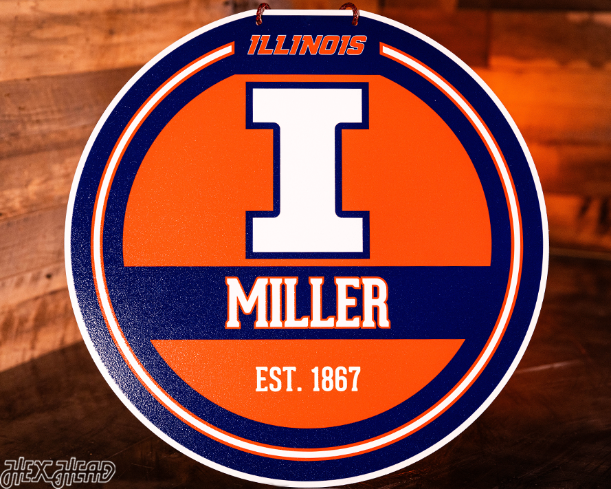 Illinois Fighting Illini Personalized Monogram Metal Art