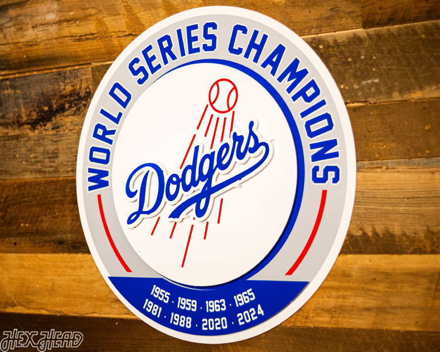 Los Angeles Dodgers DYNASTY - World Series Wins / Replaceable Icon Plate 3D Vintage Metal Wall Art