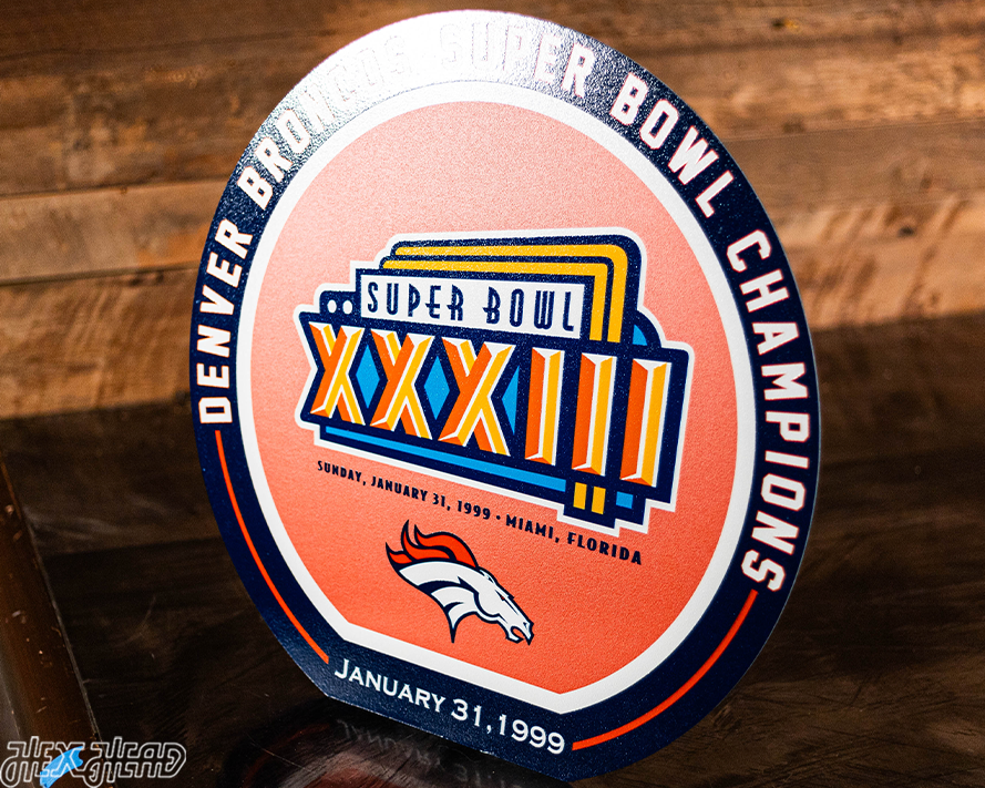 VARSITY Collection- SINGLE Layer Denver Broncos Super Bowl XXXIII Metal Wall Art