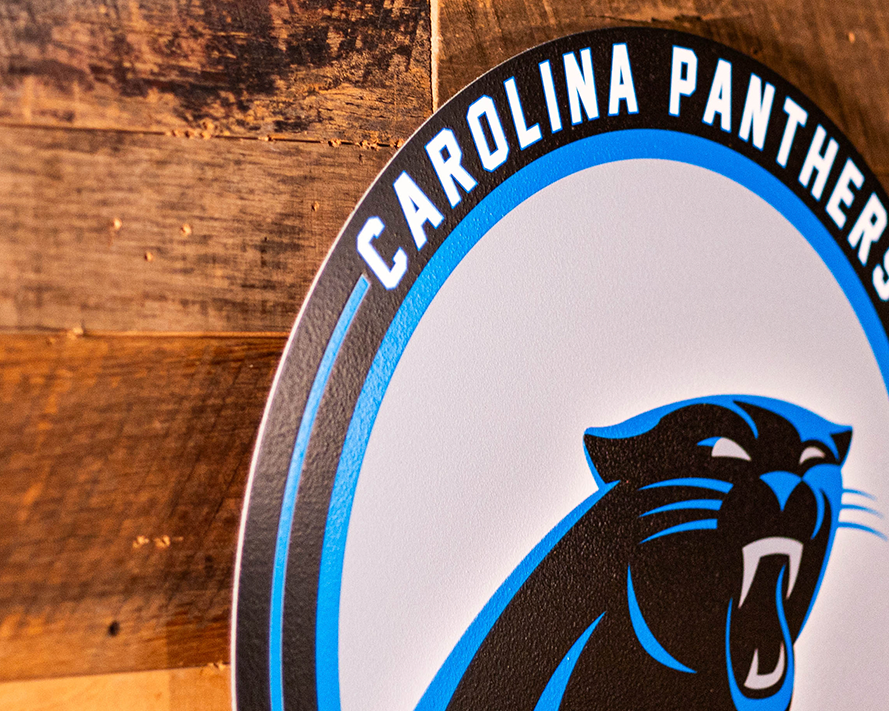 VARSITY Collection- SINGLE Layer Carolina Panthers Metal Wall Art