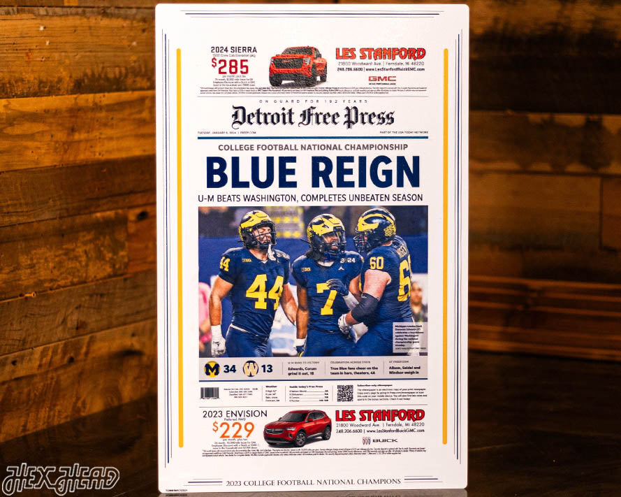 Detroit Free Press Michigan Wolverines 2023 Football National Champions Front Page - JAN 9, 2024