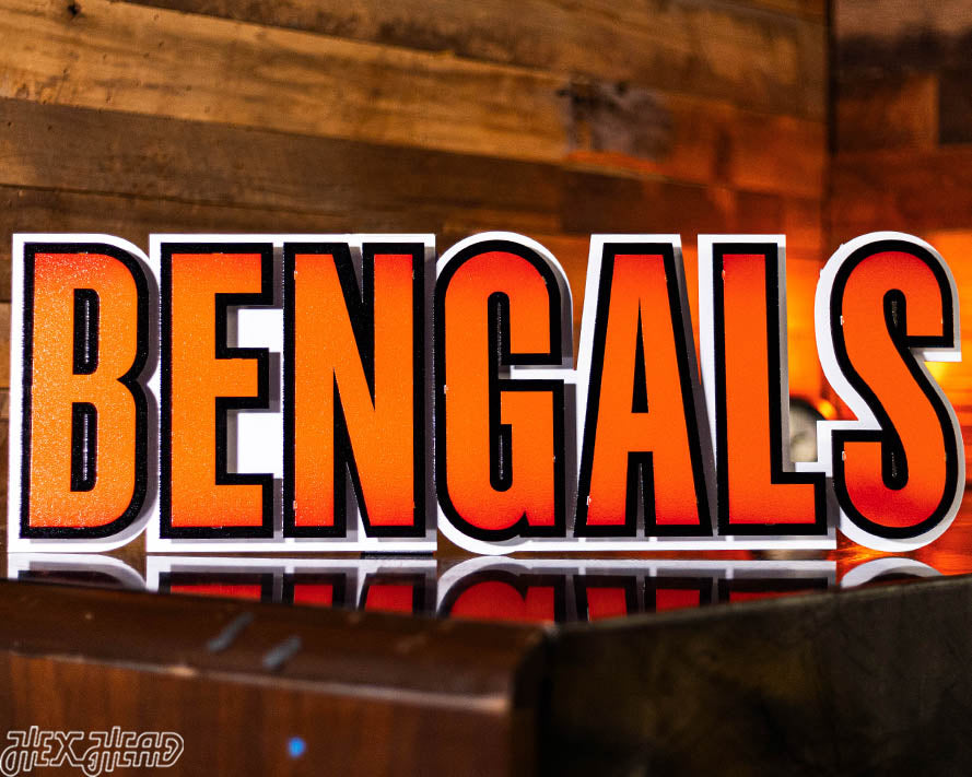 Cincinnati Bengals Wordmark 3D Vintage Metal Wall Art