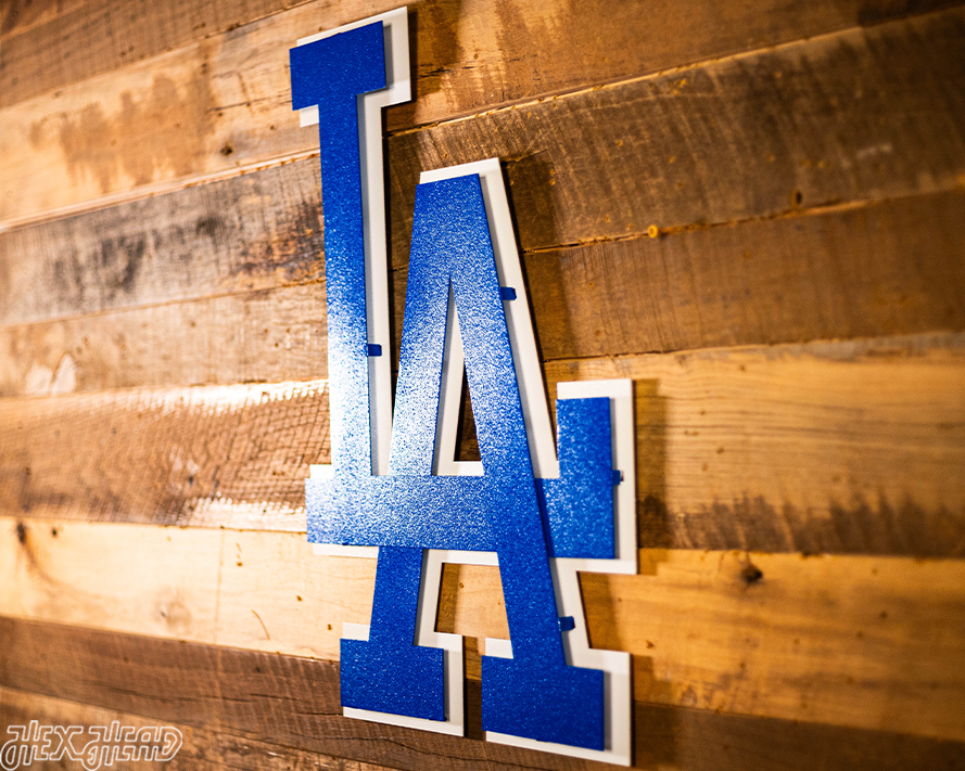 Los Angeles Dodgers interlocking "LA" 3D Vintage Metal Wall Art