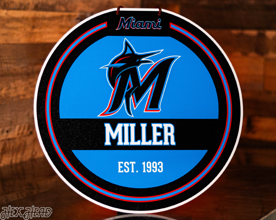 Miami Marlins Personalized Monogram Metal Art