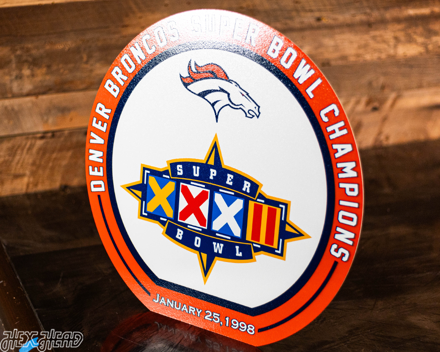 VARSITY Collection- SINGLE Layer Denver Broncos Super Bowl XXXII Metal Wall Art